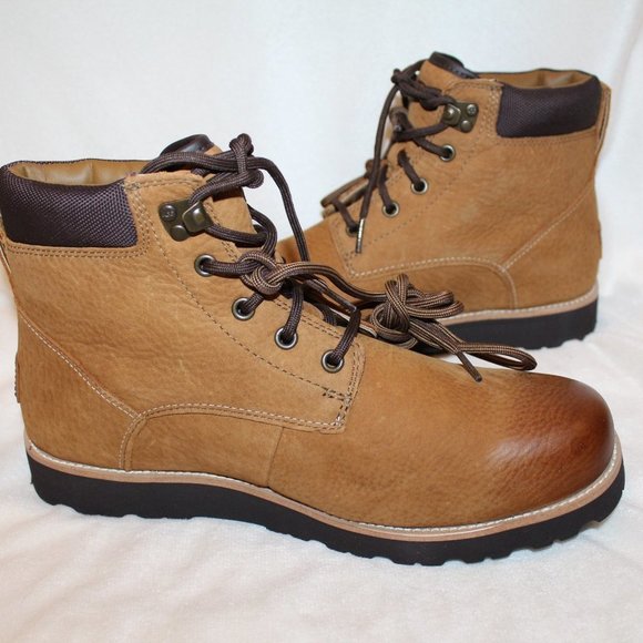 NIB‎ UGG MEN'S SETON WATERPROOF WINTER LEATHER SHEARLING BOOTS CHESTNUT - Picture 2 of 8